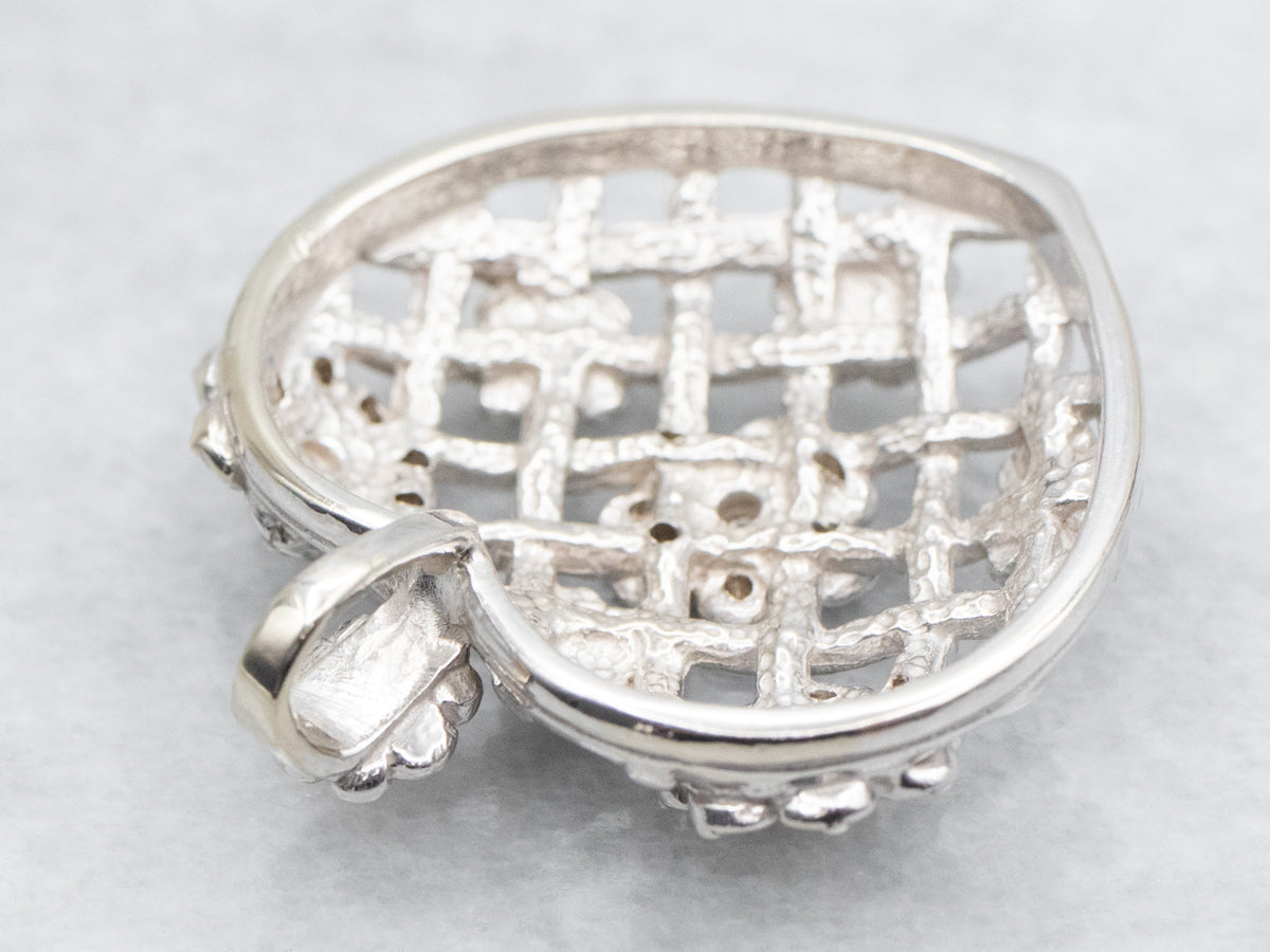 Floral Diamond Heart Trellis Pendant