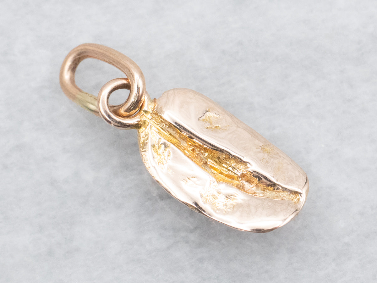 Yellow Gold Coffee Bean Charm