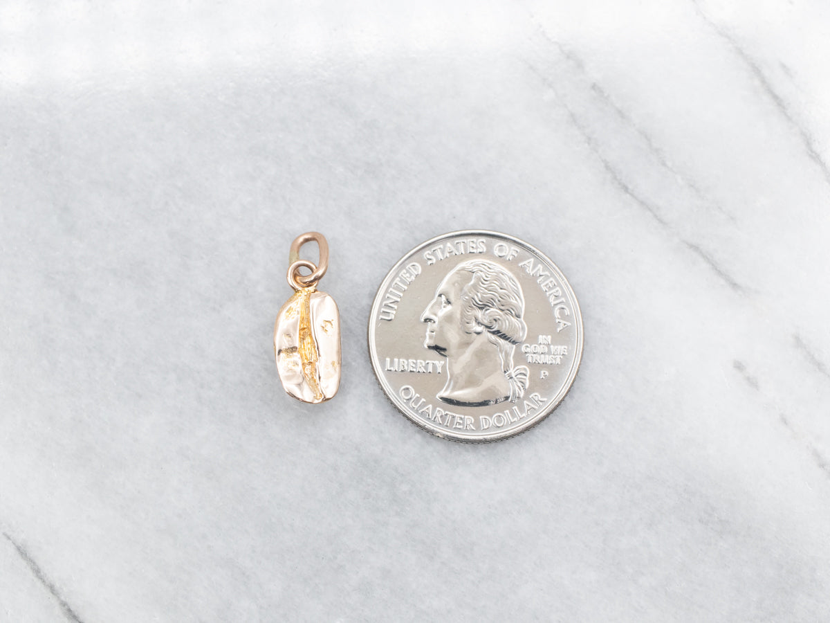 Yellow Gold Coffee Bean Charm