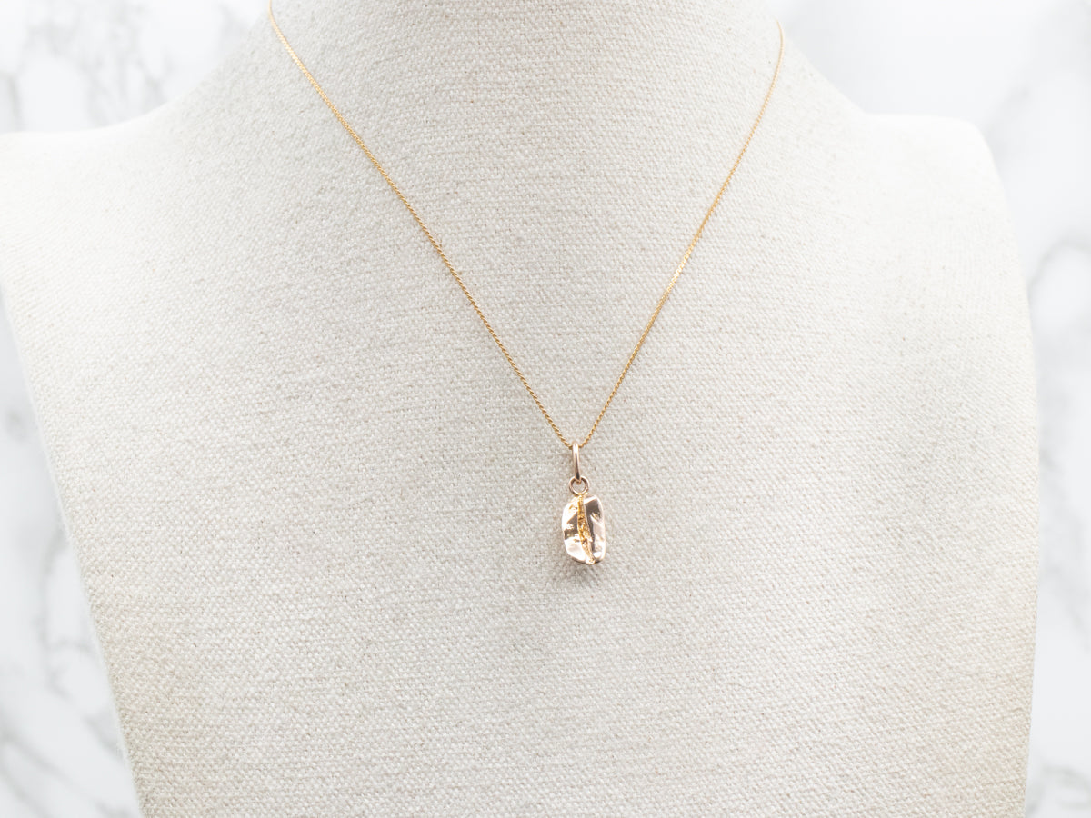 Yellow Gold Coffee Bean Charm