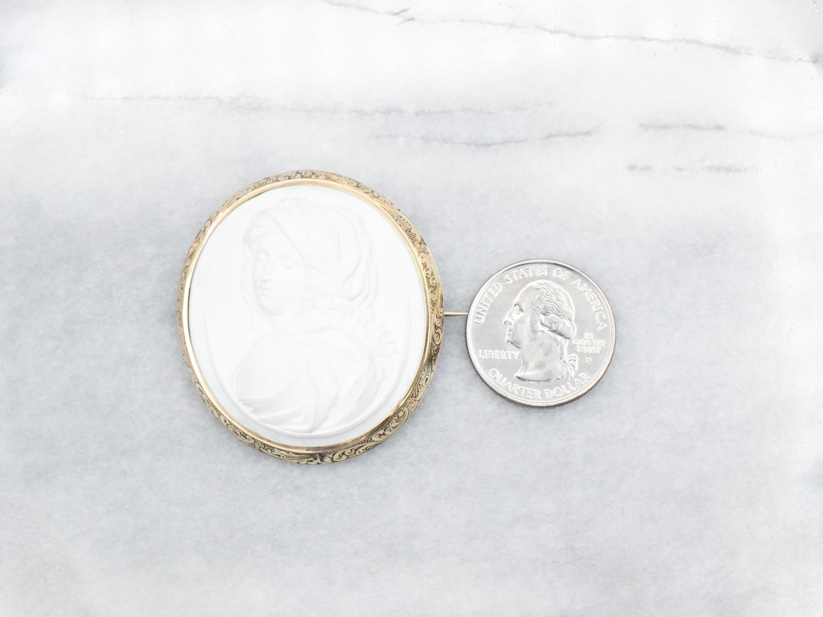 Vintage White Cameo Brooch