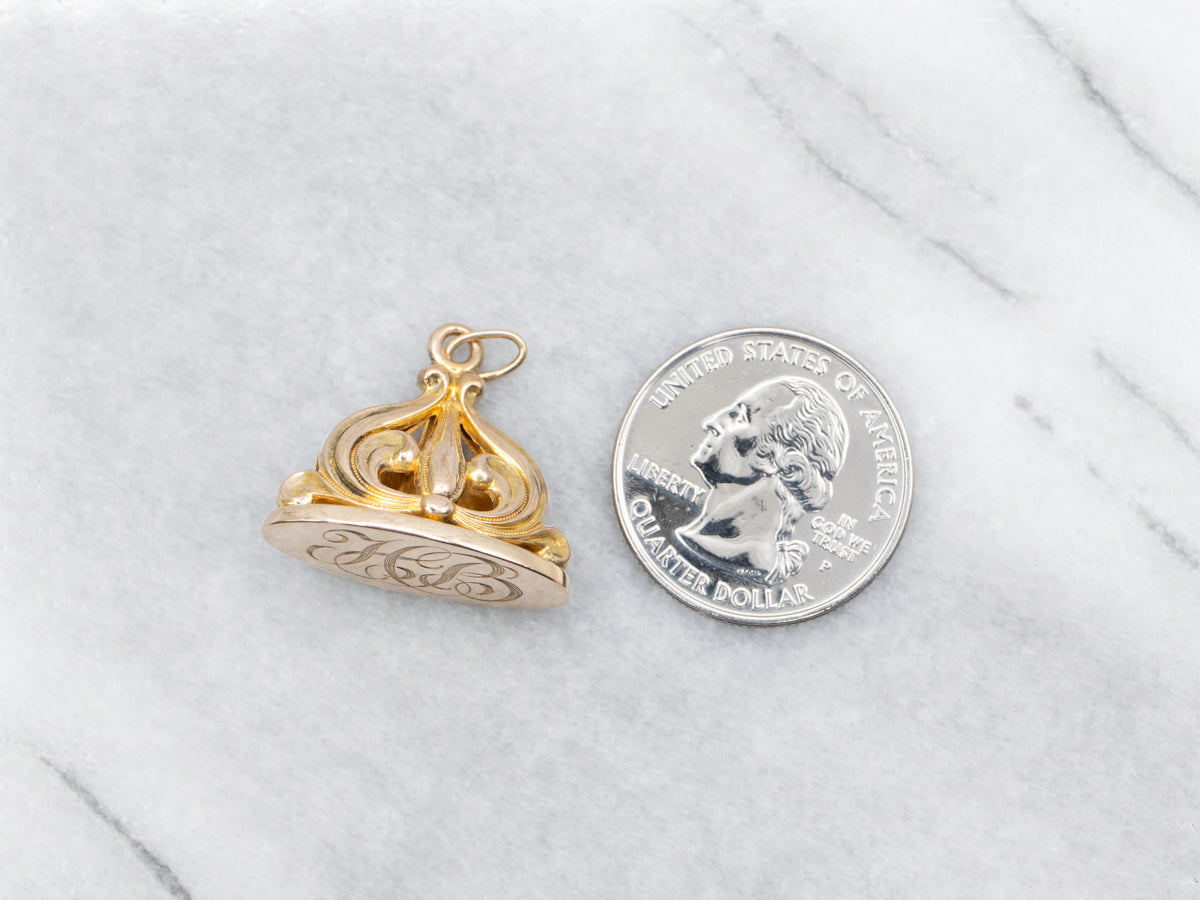 Antique "HB" Monogrammed Gold Fob