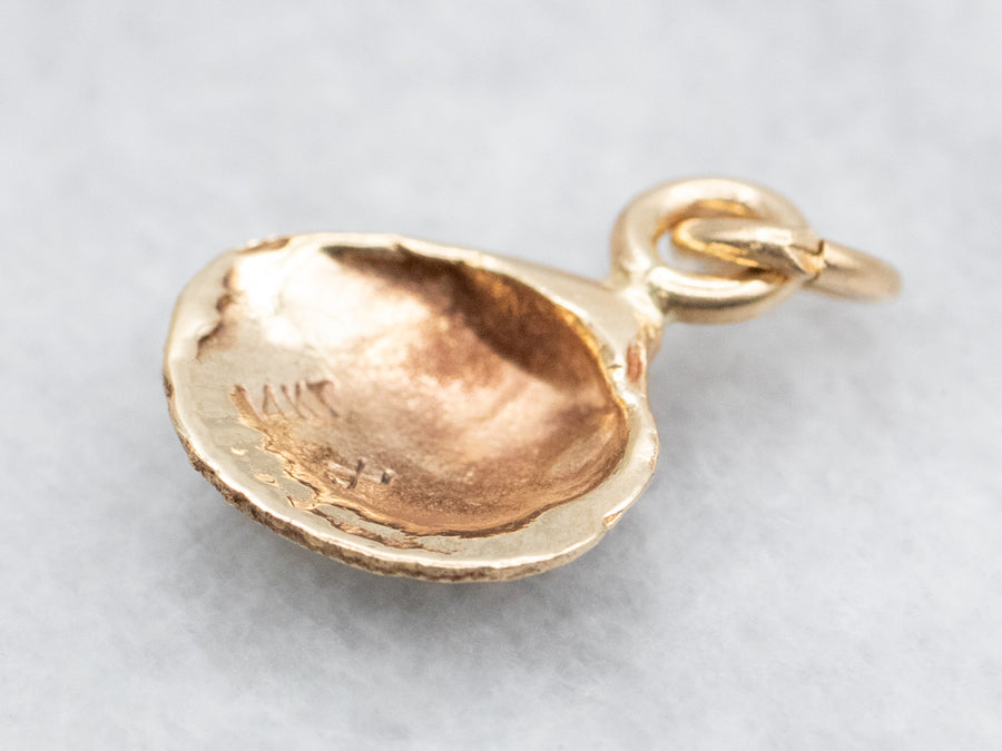 Gold Clam Shell Charm Pendant