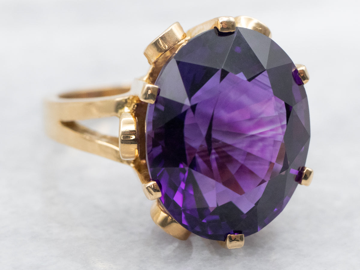 Vintage Amethyst Solitaire Cocktail Ring