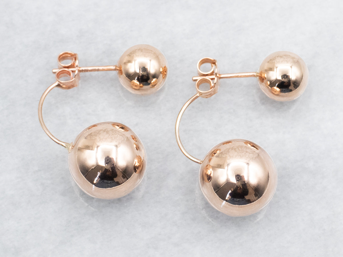 Rose Gold Double Ball Earrings