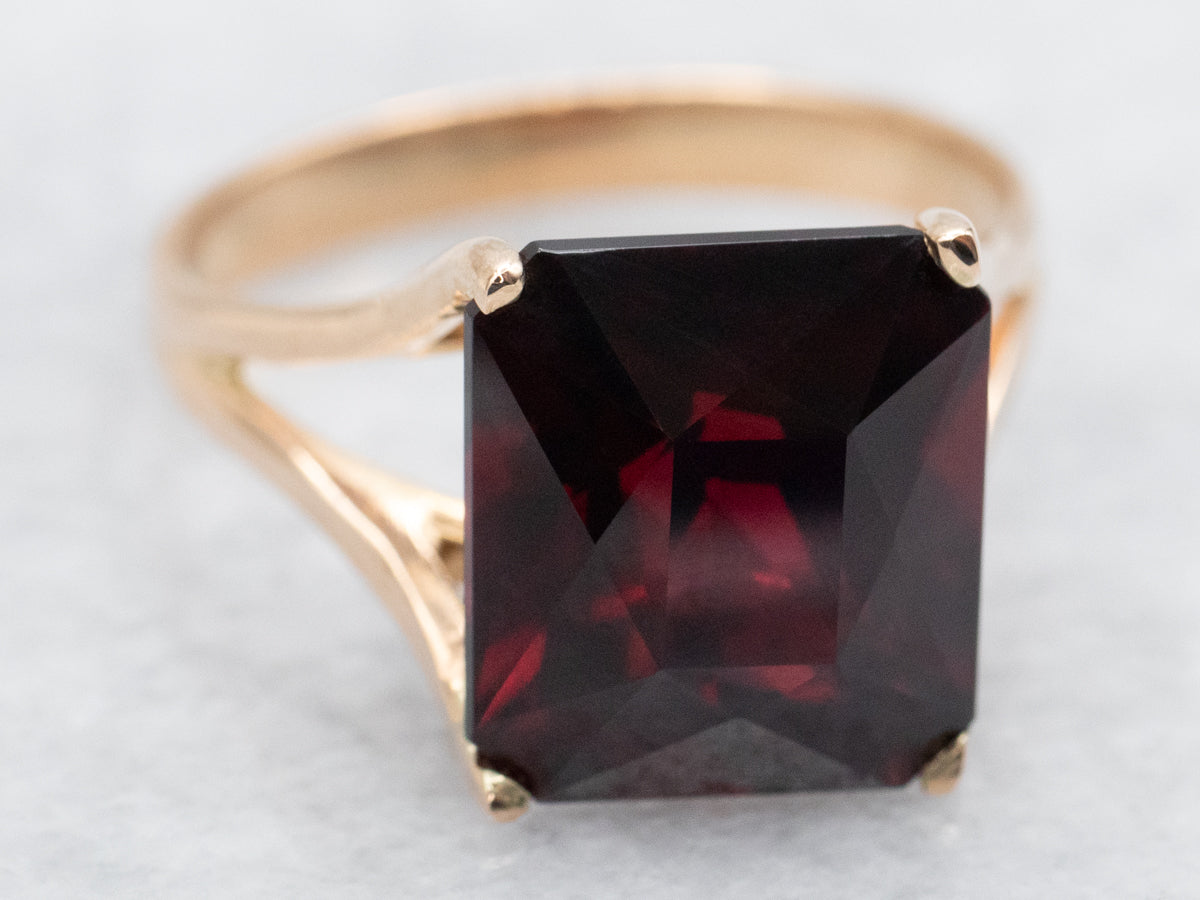 Garnet Solitaire Cocktail Ring
