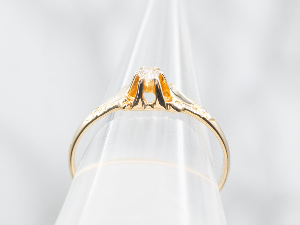 Victorian Old Mine Cut Diamond Solitaire Engagement Ring