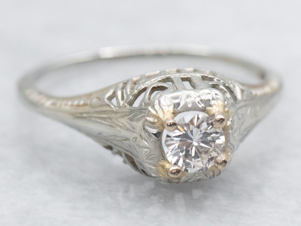 Art Deco Diamond Solitaire Engagement Ring