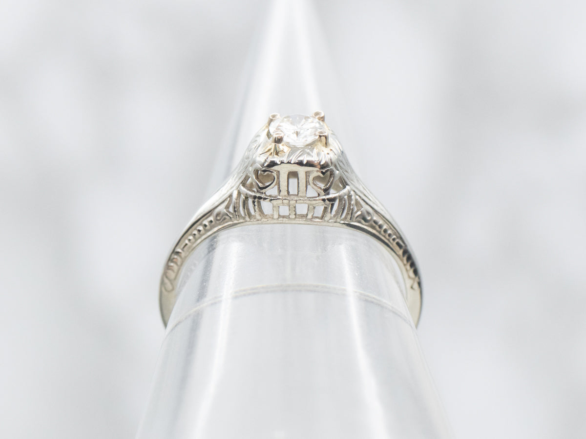 Art Deco Diamond Solitaire Engagement Ring