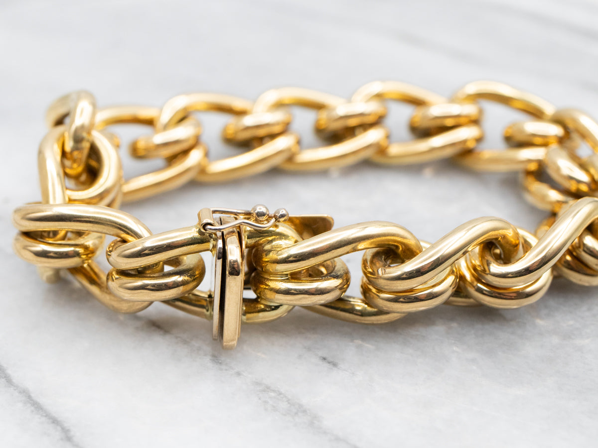 Vintage Chunky Gold-Link Chain Bracelet
