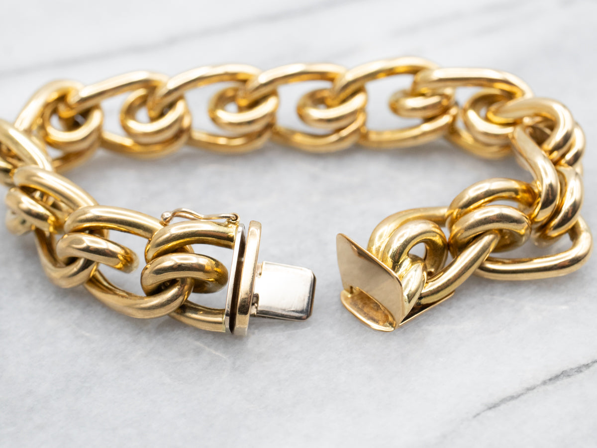 Vintage Chunky Gold-Link Chain Bracelet