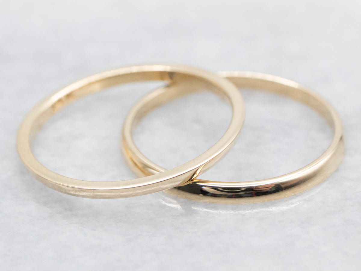 Sleek Angled Gold Stacking Bands