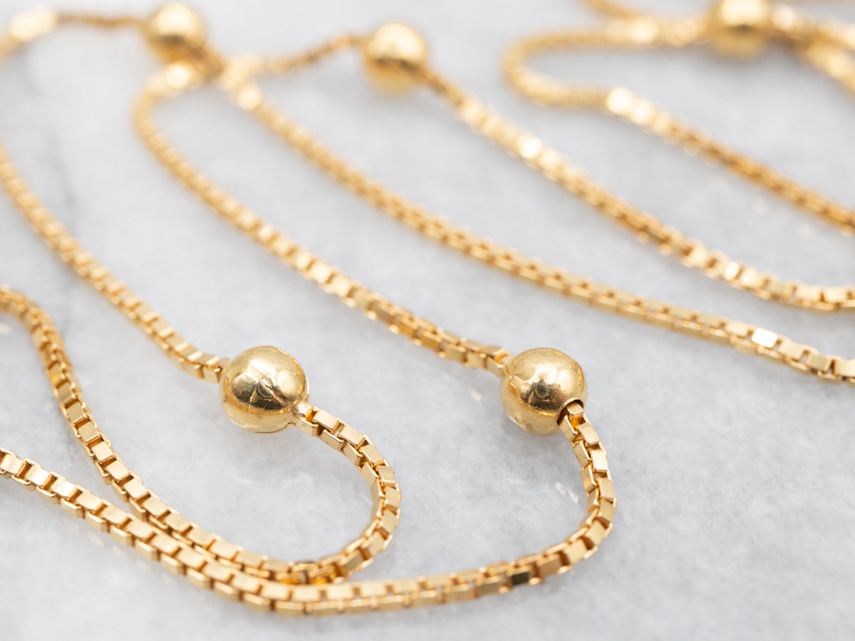 Beaded Gold Box Chain Necklace