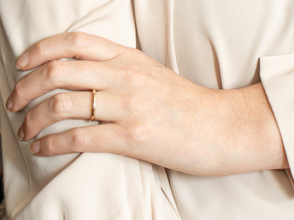 Yellow Gold Wedding Band with Milgrain Edge and Etched Sides