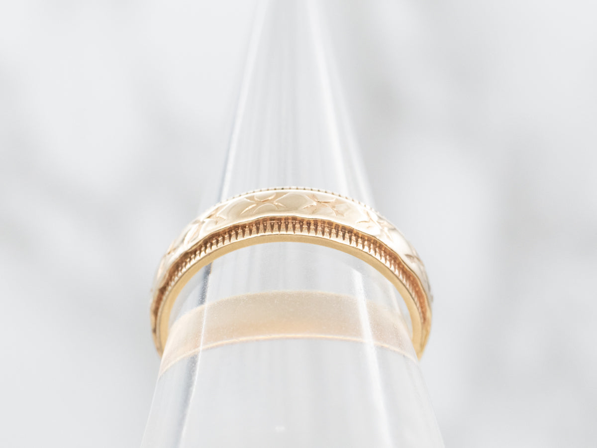Yellow Gold X Pattern Wedding Band