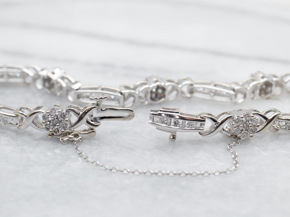 Floral Diamond Cluster Link Bracelet