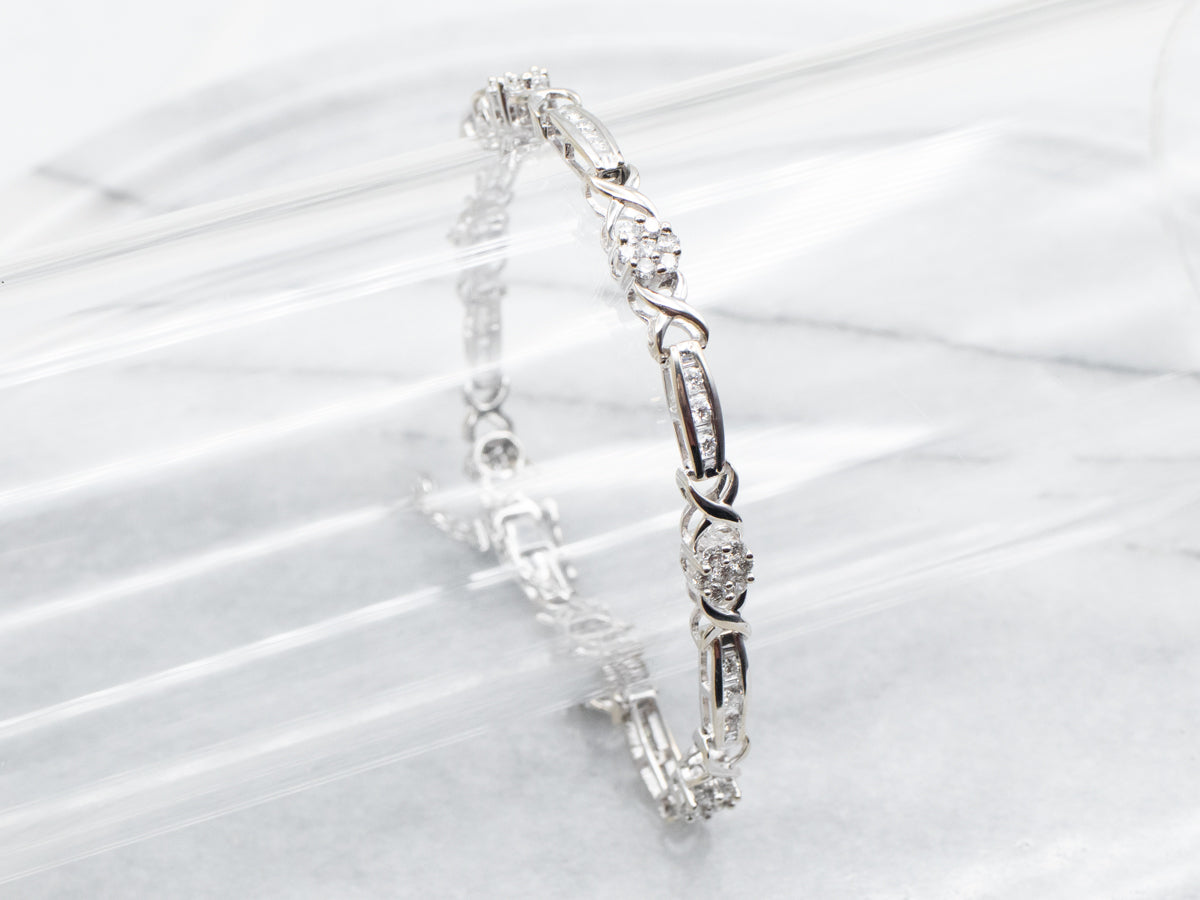 Floral Diamond Cluster Link Bracelet