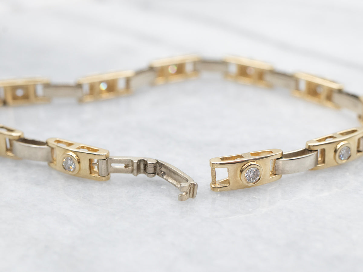 Diamond and Gold Bar Link Bracelet