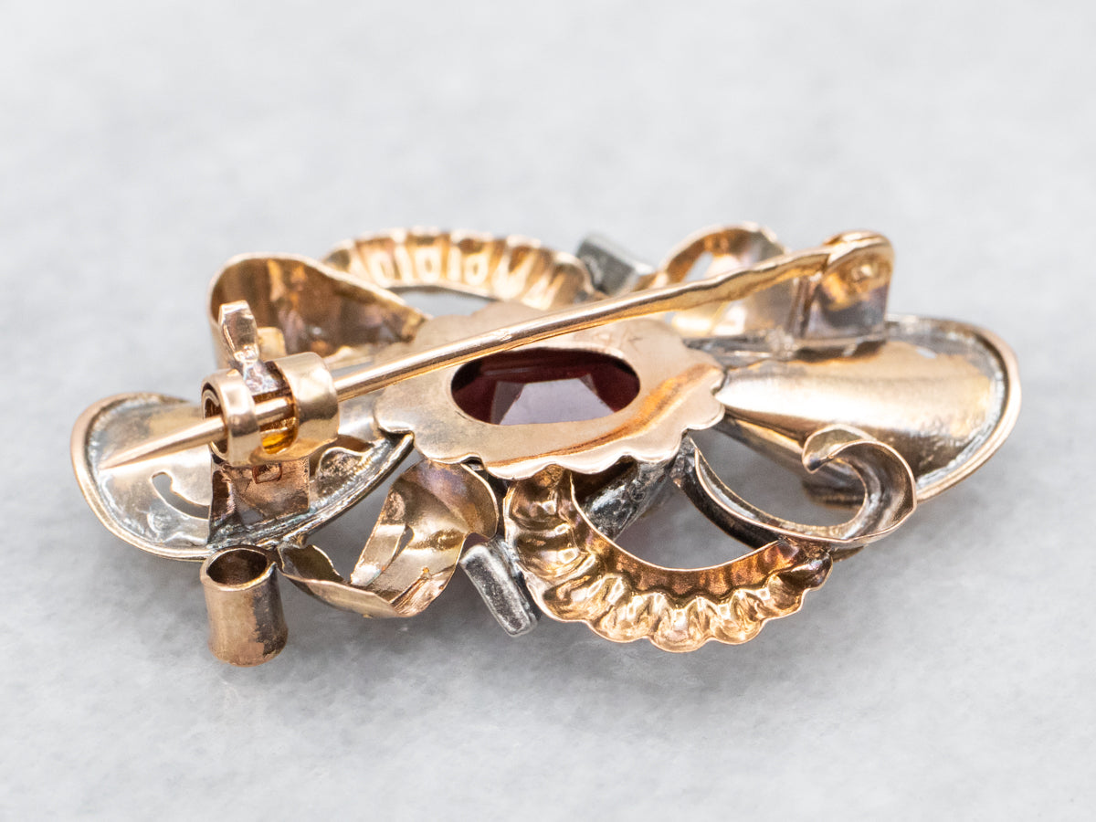 Broche de diamantes y granates del renacimiento victoriano