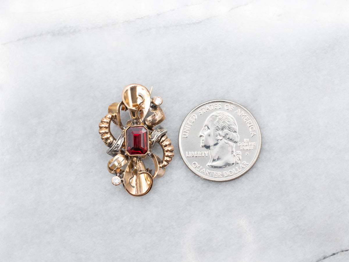 Broche de diamantes y granates del renacimiento victoriano