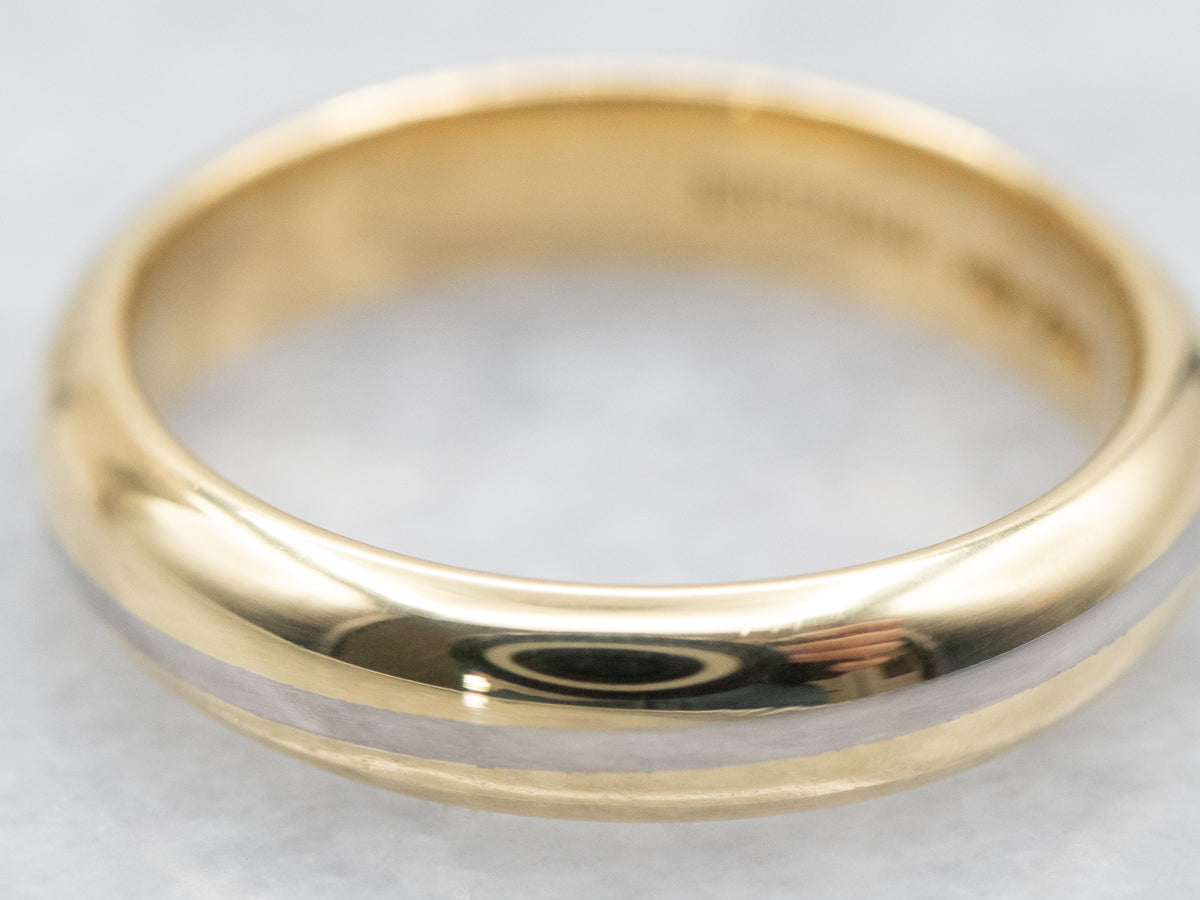 Diagonal Line Two-Tone Gold Band