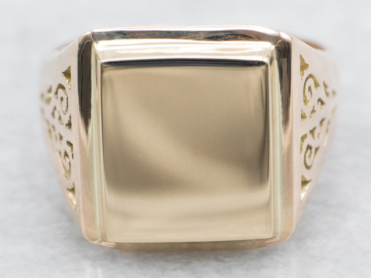 Decorative Gold Signet Ring