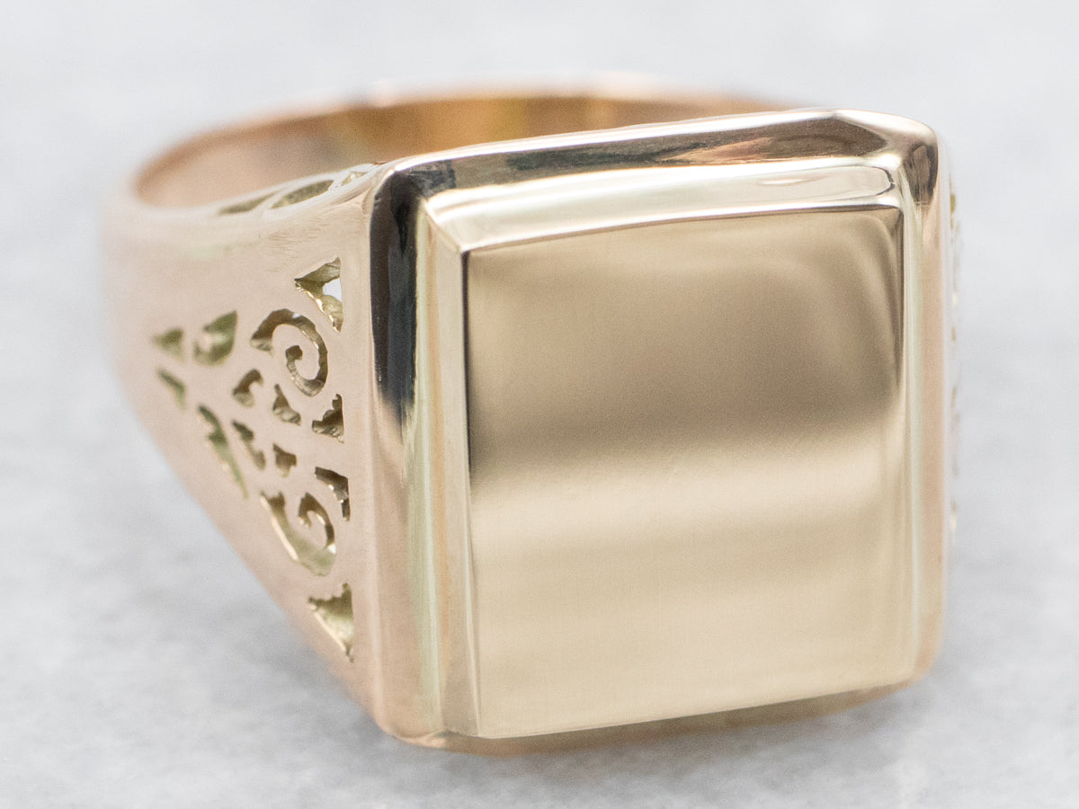 Decorative Gold Signet Ring