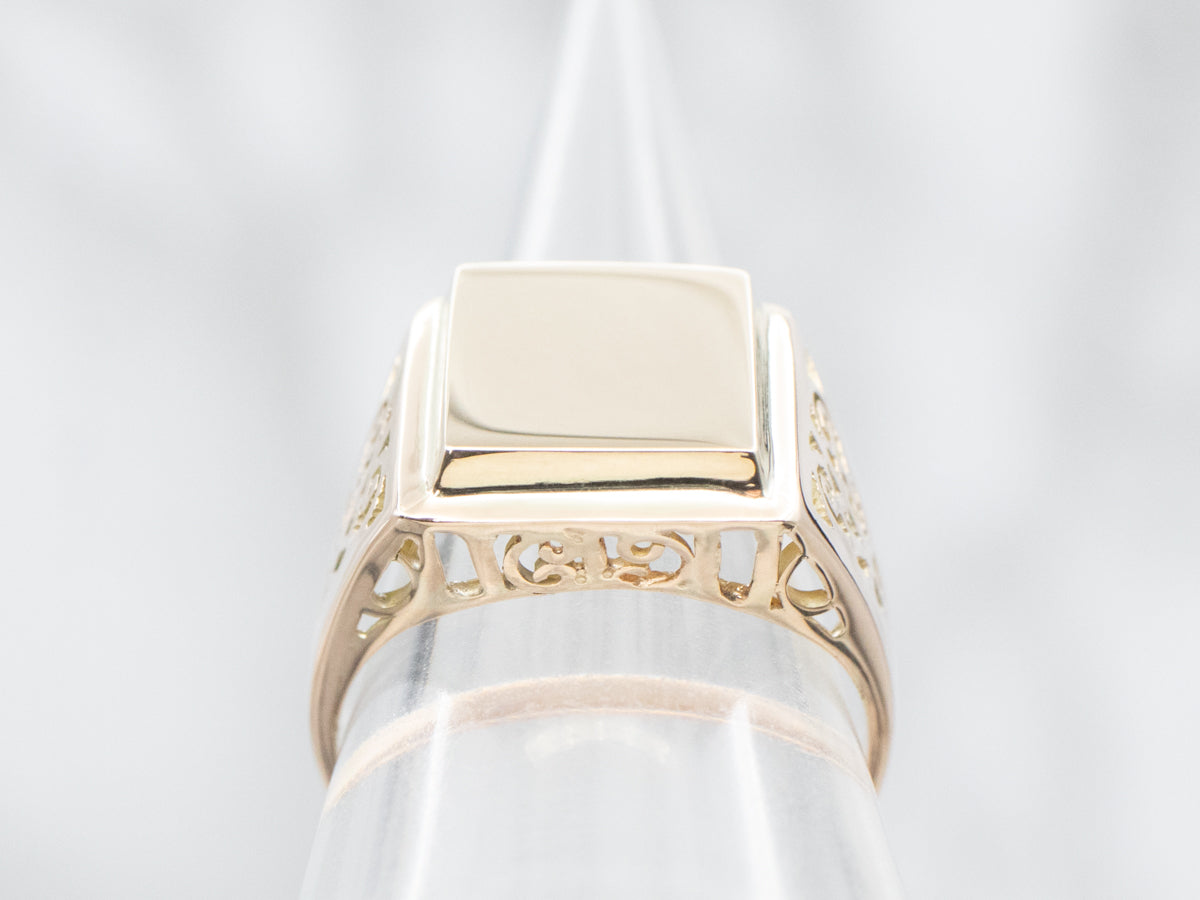 Decorative Gold Signet Ring