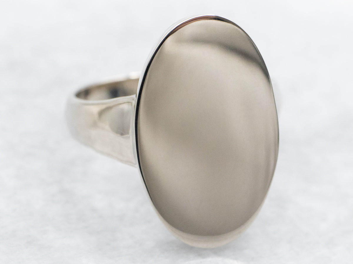 Elongated Oval Top Signet Ring