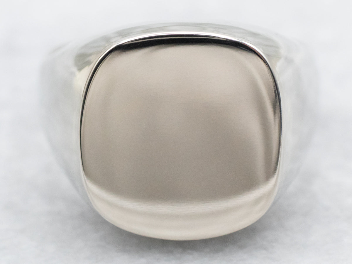 Men's White Gold Square Top Signet Ring
