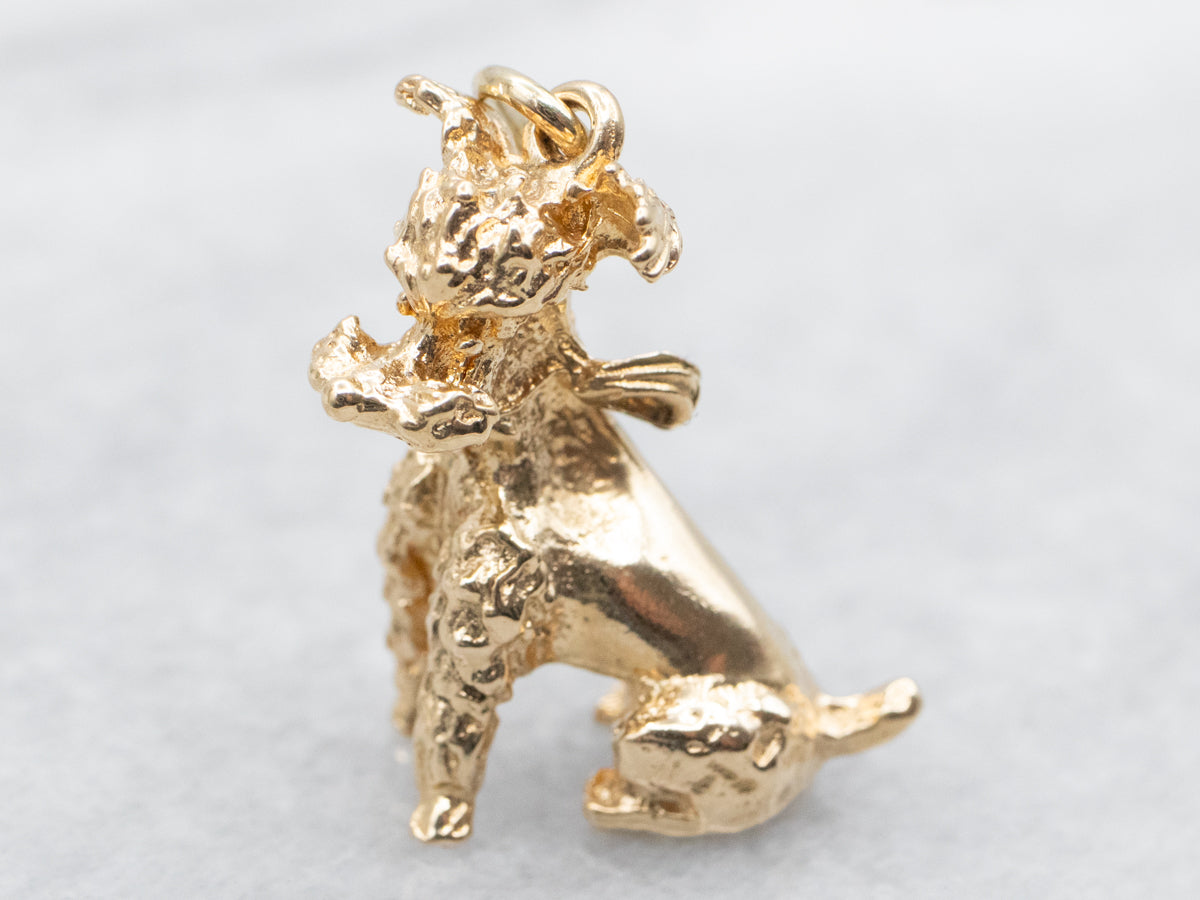 Yellow Gold Sitting Dog Charm