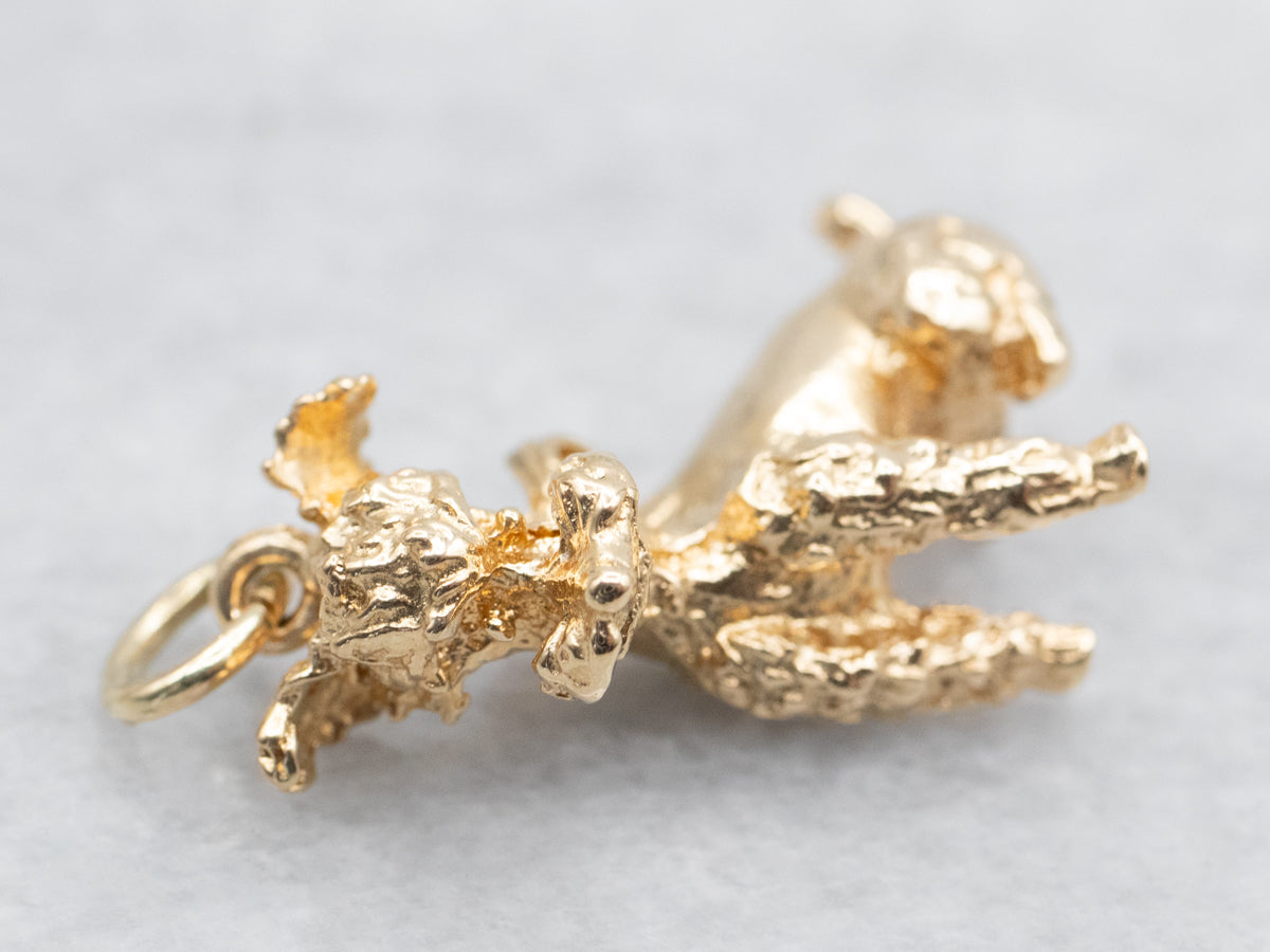 Yellow Gold Sitting Dog Charm