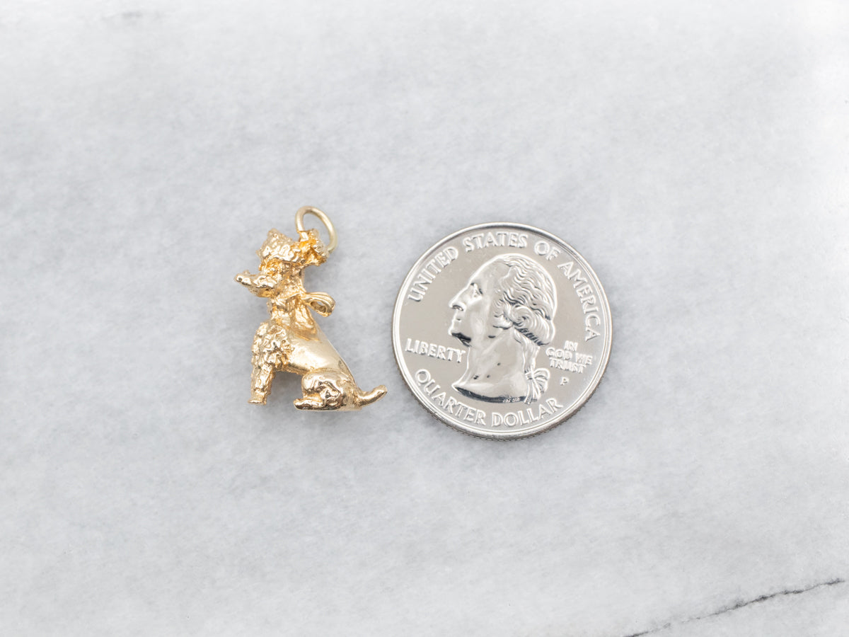 Yellow Gold Sitting Dog Charm