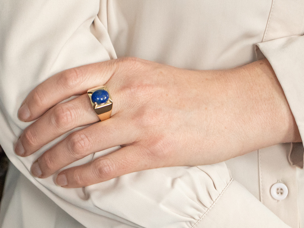 Anillo Solitario Lapislázuli Oro Amarillo