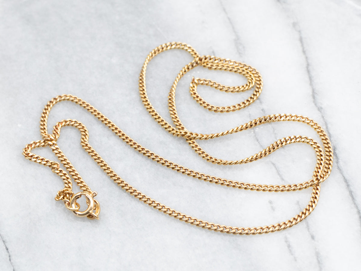 Yellow Gold Curb Chain with Spring Ring Clasp