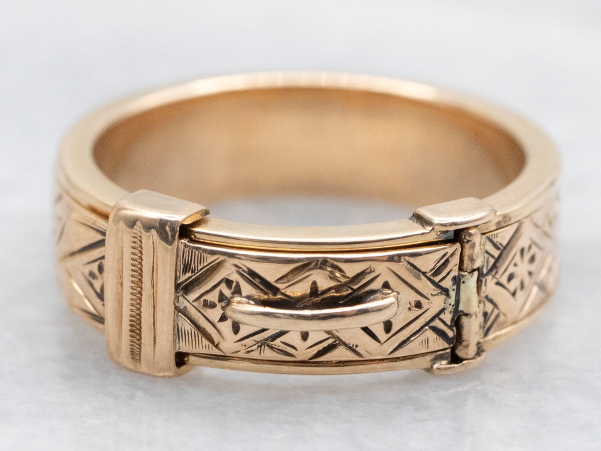 Yellow Gold Hinged Band with "Ginnie" Engraved