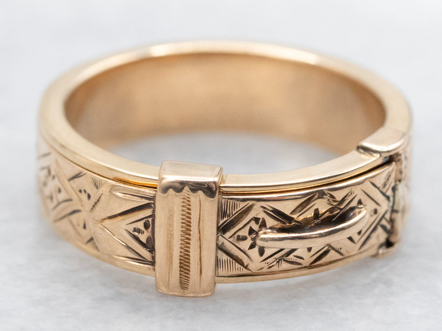 Yellow Gold Hinged Band with "Ginnie" Engraved