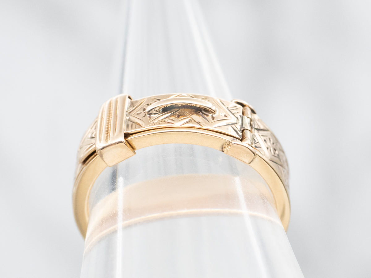 Yellow Gold Hinged Band with "Ginnie" Engraved