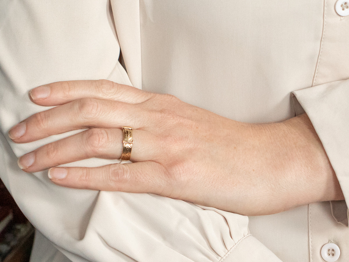 Yellow Gold Hinged Band with "Ginnie" Engraved