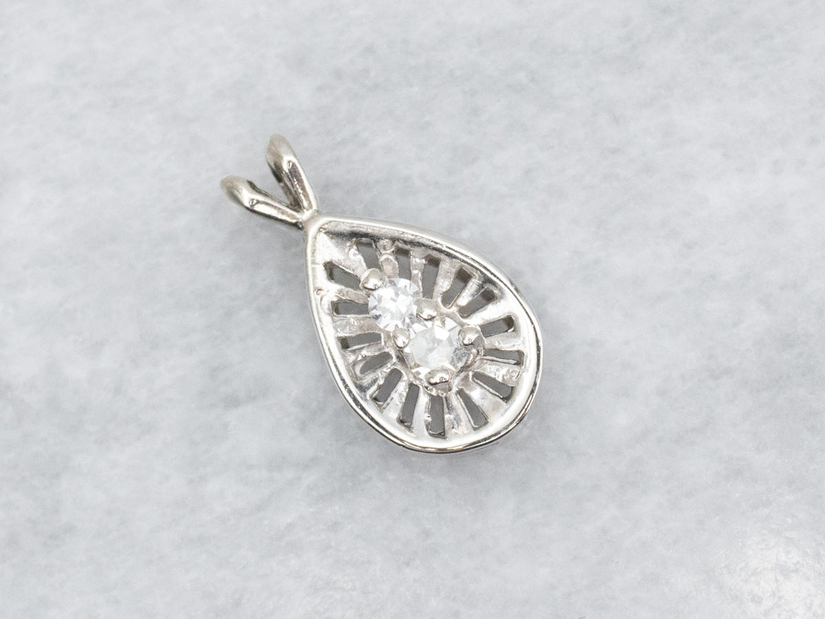 White Gold Diamond Teardrop Shaped Pendant