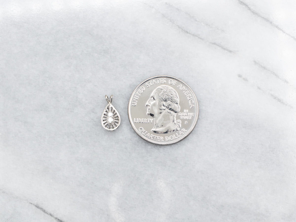 White Gold Diamond Teardrop Shaped Pendant