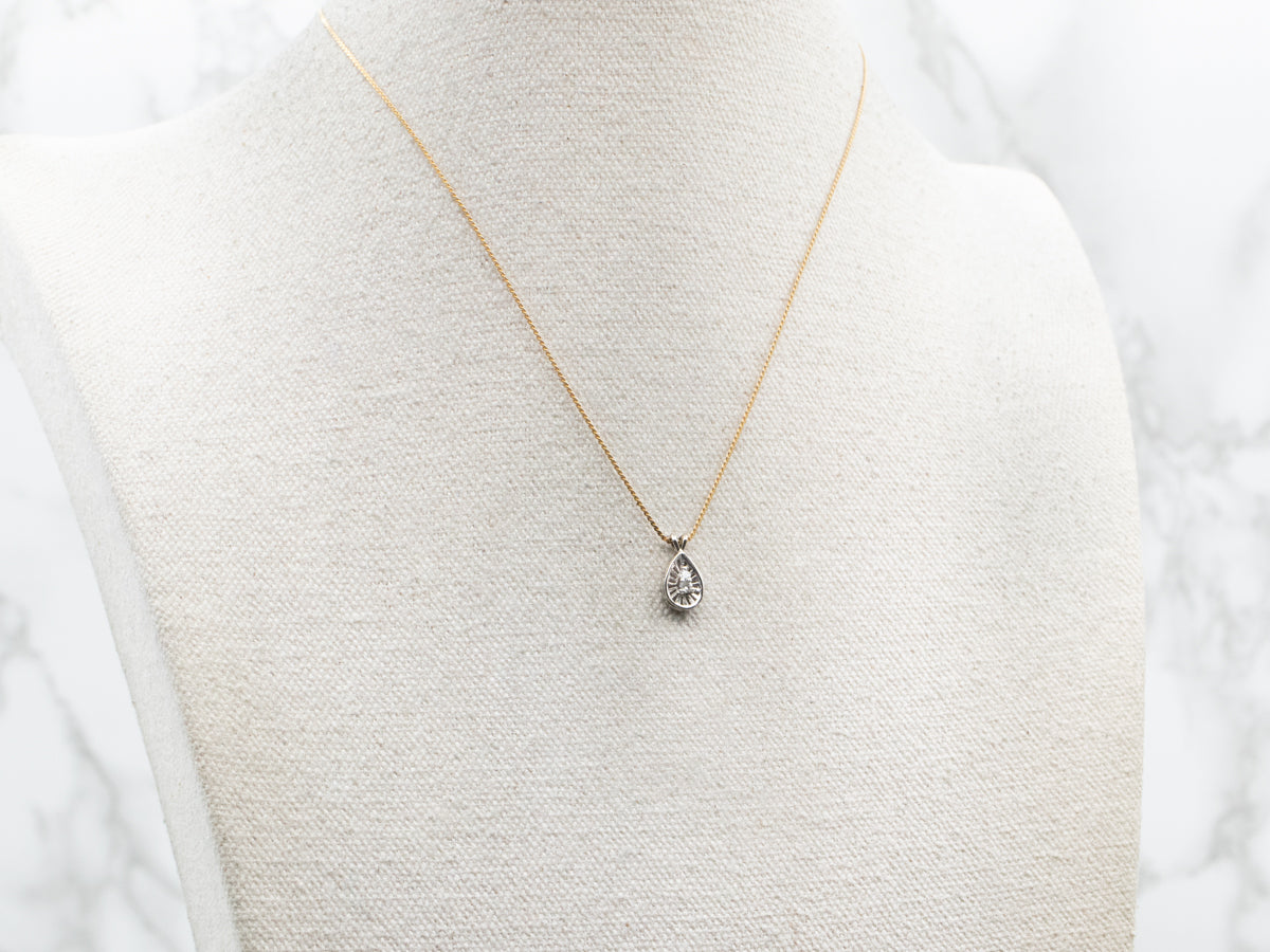 White Gold Diamond Teardrop Shaped Pendant