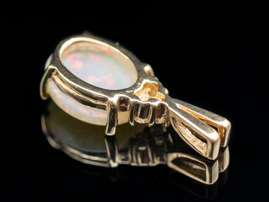 Yellow Gold Opal Pendant with Diamond Accents