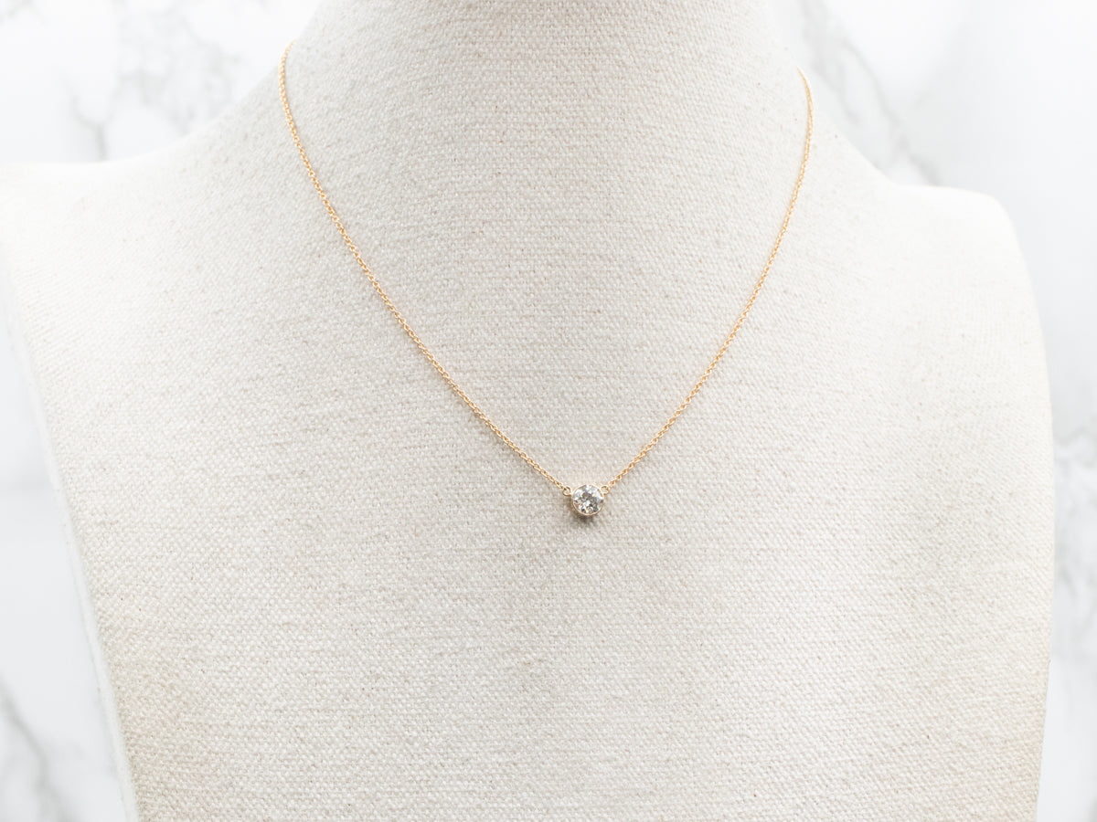 Yellow Gold Diamond Solitaire Pendant Necklace