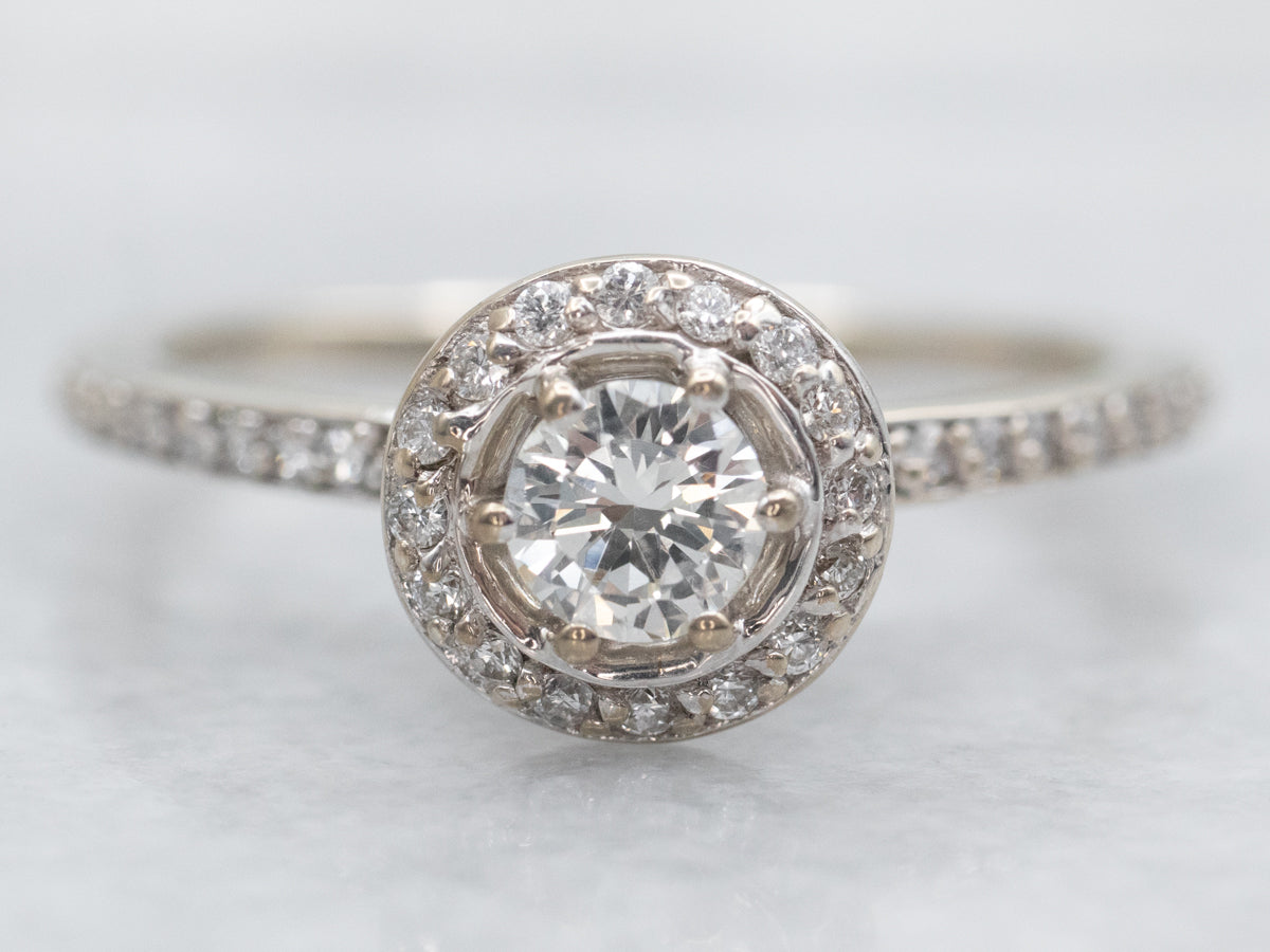 Modern Diamond Halo Engagement Ring