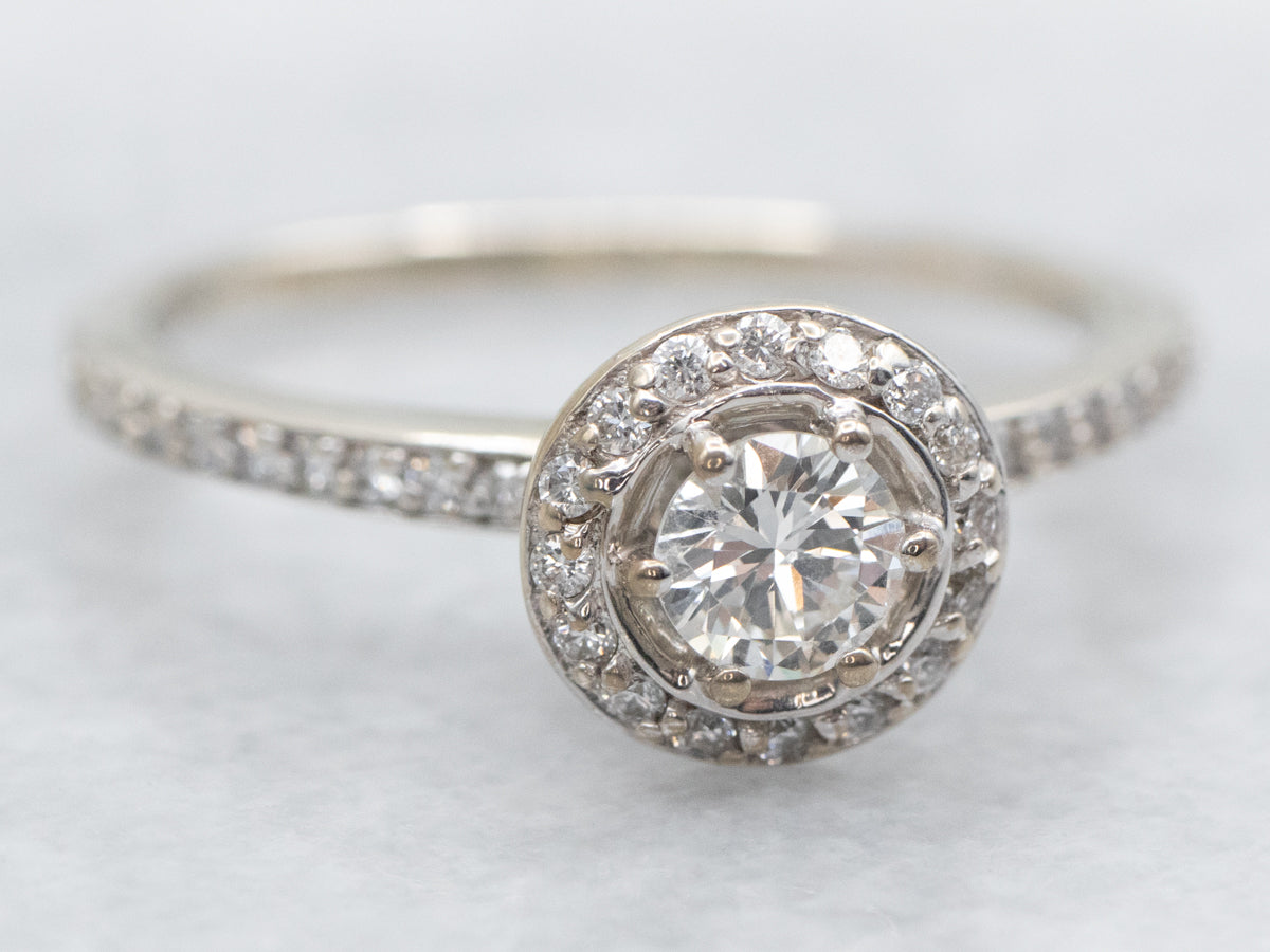 Modern Diamond Halo Engagement Ring