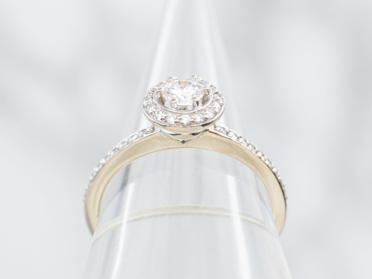 Modern Diamond Halo Engagement Ring