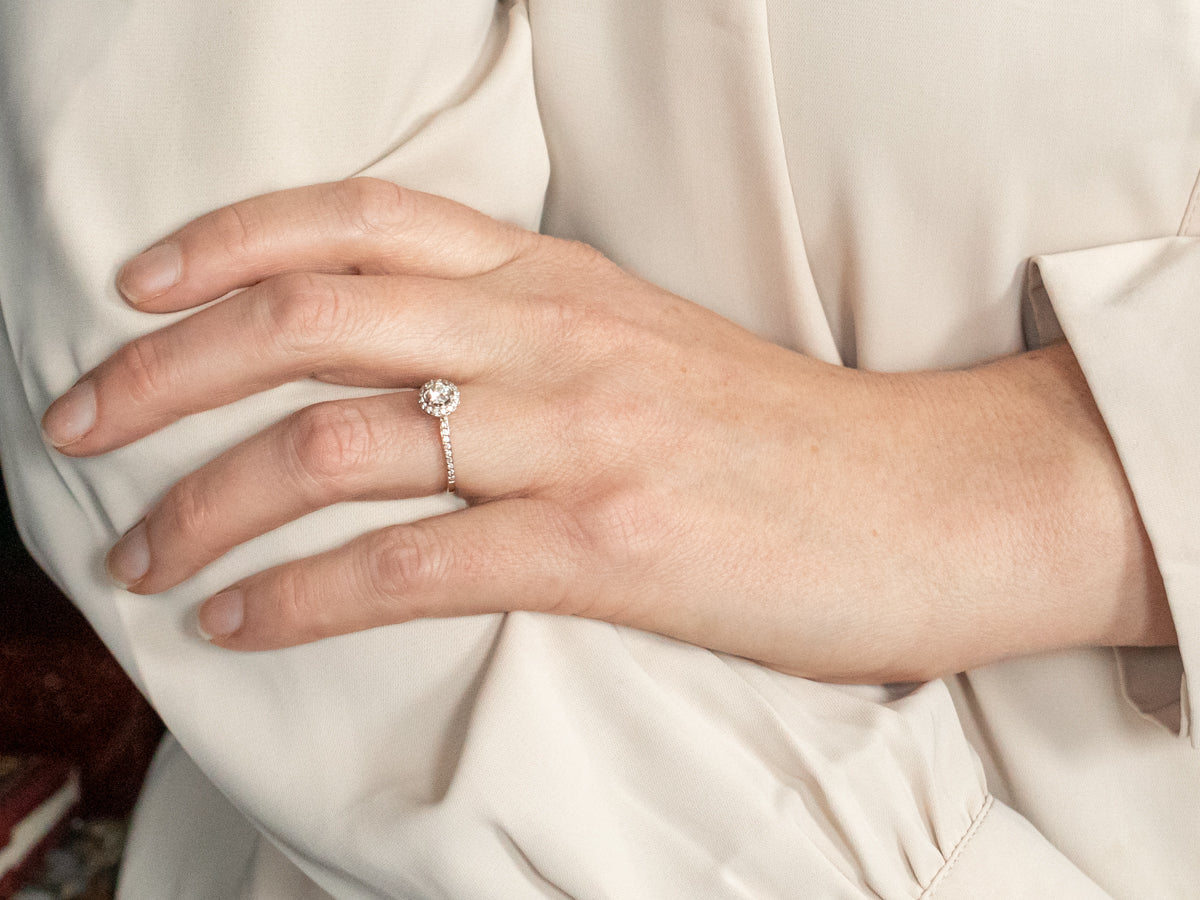 Modern Diamond Halo Engagement Ring