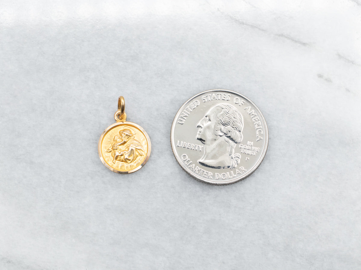 Yellow Gold Religious Medal Charm