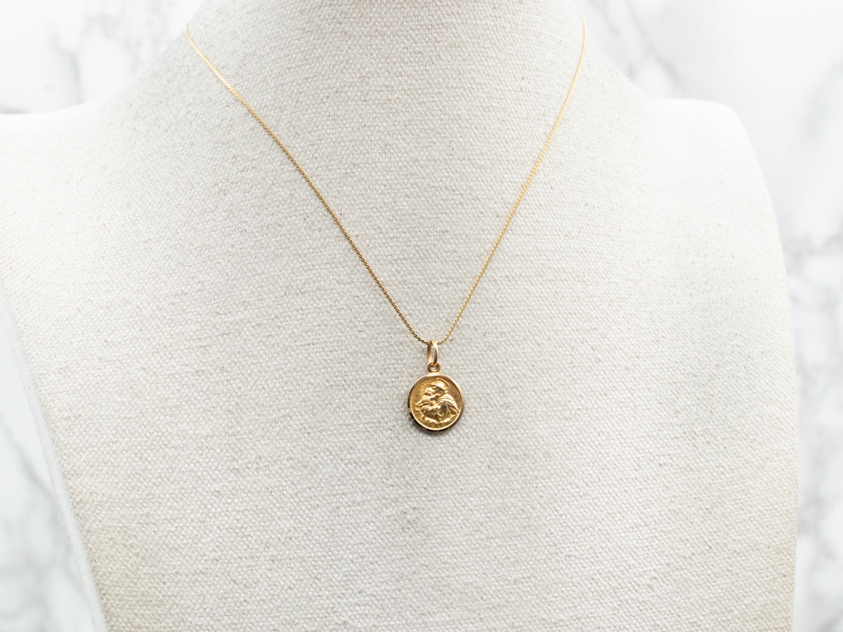 Yellow Gold Religious Medal Charm